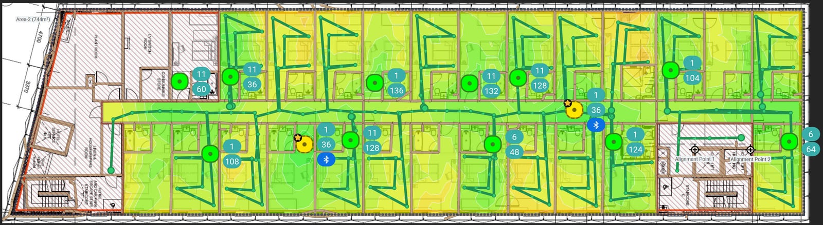 Wireless coverage heatmap from a Simplinet network design