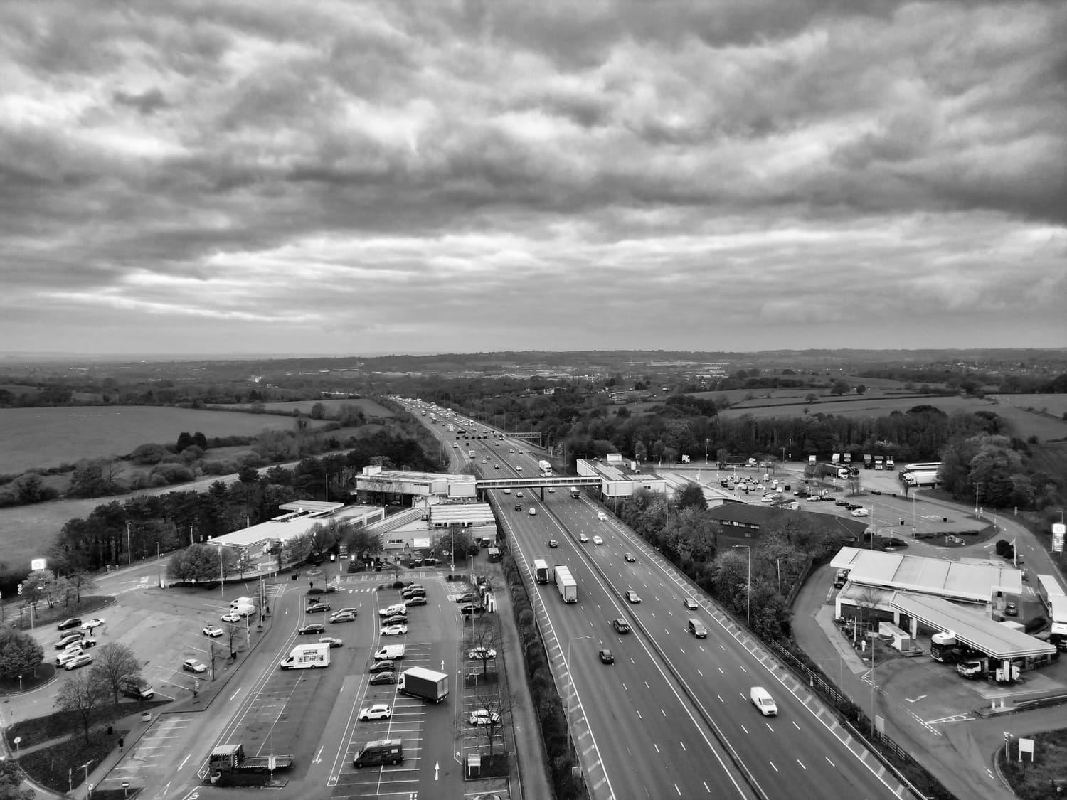 Aerial view of a UK motorway — Simplinet works UK-wide from Milton Keynes